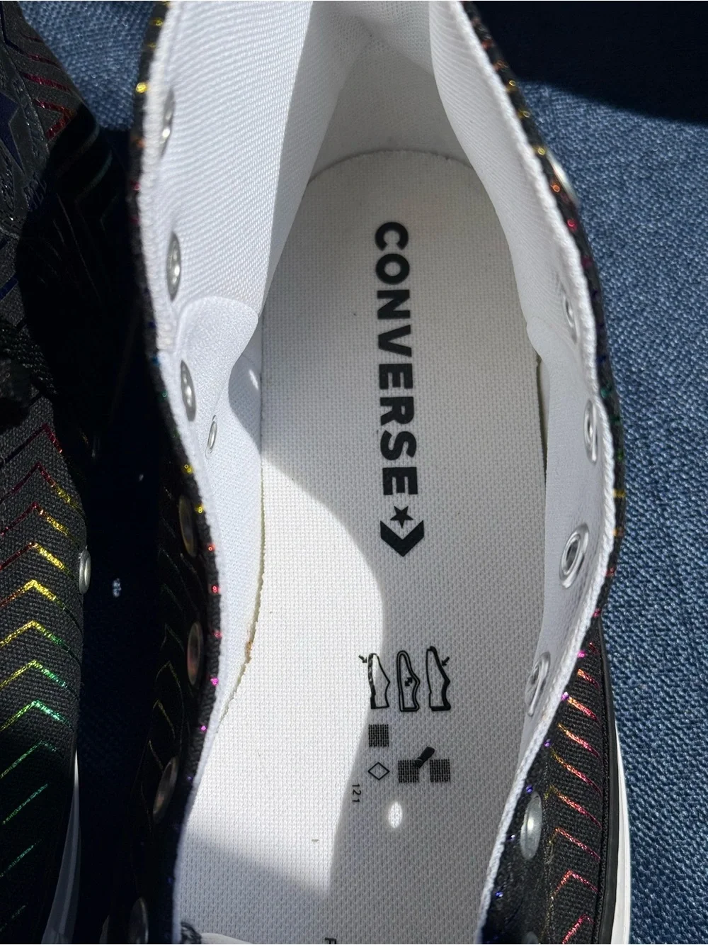 Converse Chuck Taylor All Star Rainbow Foil Chevron High Tops Women's Size 8 NWO